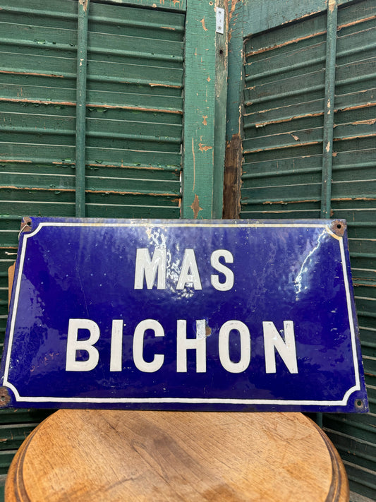 Antiek "Mas Bichon" Road Plaque